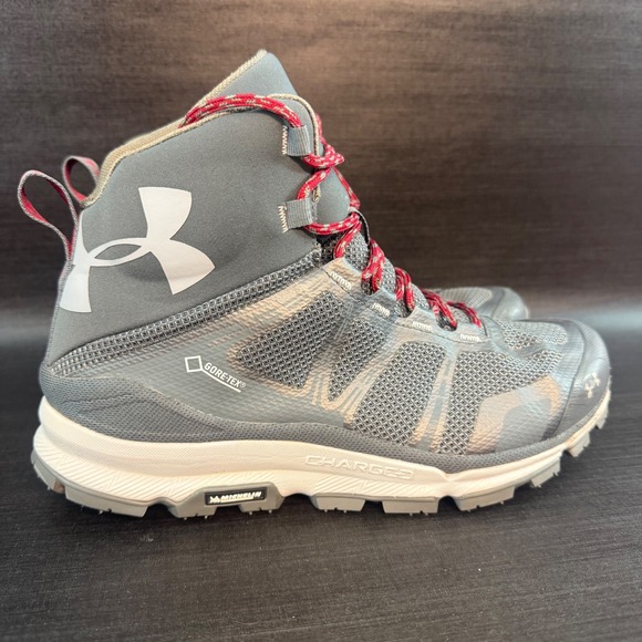 Under Armour‎ Charged Verge 2.0 Women's 9.5 Gore-Tex Hiking Trail Gray Red Boots - Picture 5 of 12